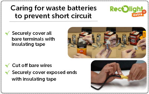 caring for waste batteries to prevent short circuit