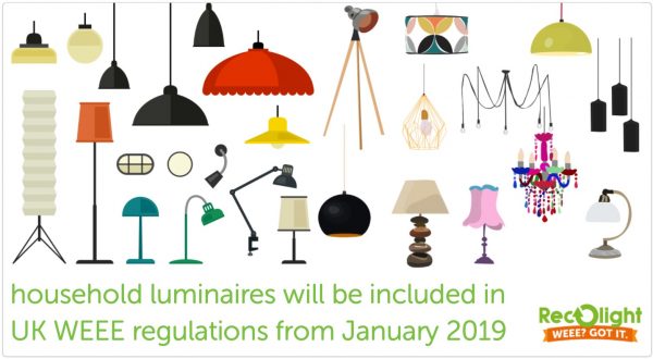 household luminaires in scope of UK WEEE regulations from Jan 2019