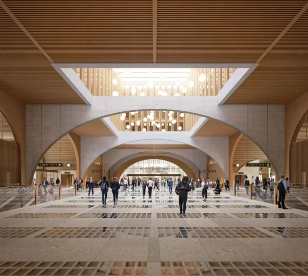 Fagerhult has supplied bespoke lighting for Gothenburg’s new Grand Central transport hub, where luminaires made from recycled cardboard will feature alongside custom-designed fittings in a major architectural project targeting Breeam outstanding certification.
