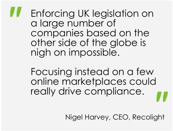 Enforcing UK legislation on a large number of companies based on the other side of the globe is nigh on impossible. Focusing instead on a few online marketplaces could really drive compliance