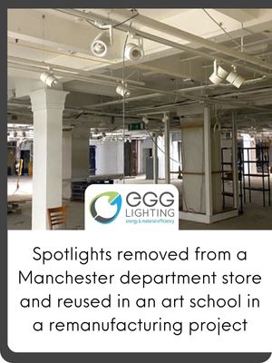 EGG Lighting spotlights removed from a Manchester department store and reused in an art school in a remanufacturing project (1)