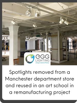 EGG Lighting spotlights removed from a Manchester department store and reused in an art school in a remanufacturing project (1)