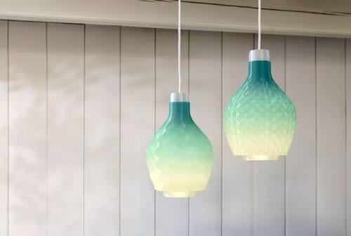 Fishing net lights two green pendants