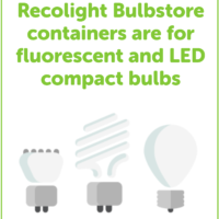 Recolight Bulbstore containers are for fluorescent and LED compact bulbs