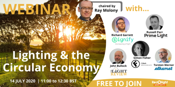 “This #webinar will provide a thought provoking insight as to how to make your company, strategy, products, processes and outlook more sustainable and ready to embrace growth towards a #CircularEconomy” @fmarksimon Fisher https://www.recolight.co.uk/webinar-lighting-and-the-circular-economy-14-july-2020/