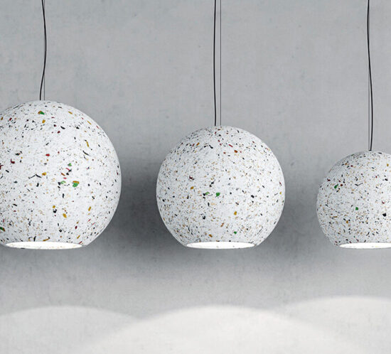 Reglobe pendants made from post-consumer plastic