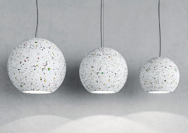 Reglobe pendants made from post-consumer plastic