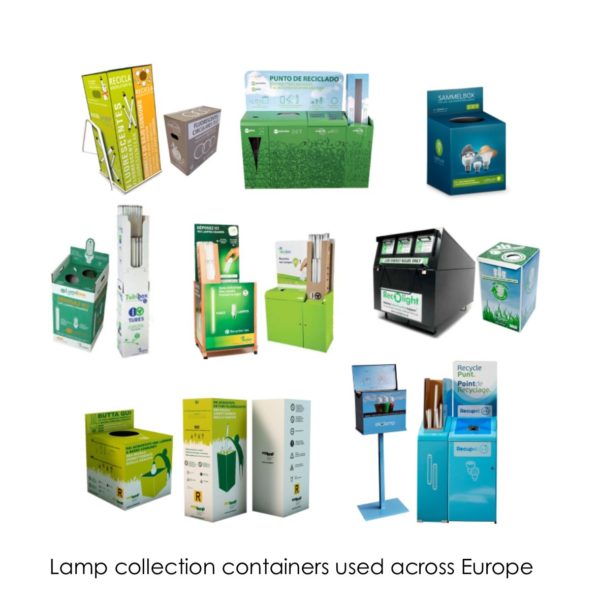 lamp collection containers used across Europe by EucoLight members
